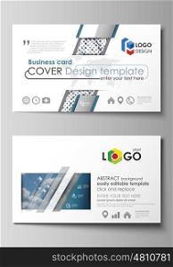 Business card templates. Easy editable layout, abstract flat design template, vector illustration. Blue color pattern with rhombuses, abstract design geometrical vector background. Simple modern stylish texture.