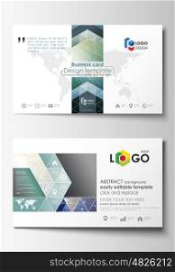 Business card templates. Easy editable layout, abstract flat design template, vector illustration. Chemistry pattern, hexagonal molecule structure. Medicine, science, technology concept.