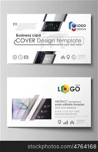 Business card templates. Easy editable layout, abstract vector design template. Colorful abstract infographic background in minimalist style made from lines, symbols, charts, diagrams and other elements.