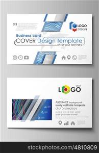 Business card templates. Easy editable layout, abstract vector design template. Blue color background in minimalist style made from colorful circles.. Business card templates. Easy editable layout, abstract vector design template. Blue color background in minimalist style made from colorful circles