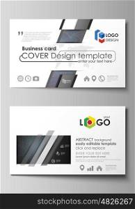 Business card templates. Easy editable layout, abstract vector design template. Colorful dark background with abstract lines. Bright color chaotic, random, messy curves. Colourful vector decoration.