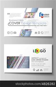 Business card templates. Easy editable layout, abstract vector design template. Bright color background in minimalist style made from colorful circles