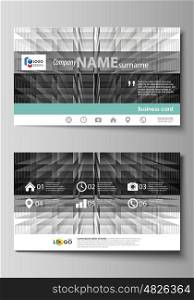 Business card templates. Easy editable layout, abstract vector design template. Abstract infinity background, 3d structure with rectangles forming illusion of depth and perspective.