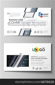 Business card templates. Easy editable layout, abstract vector design template. Abstract infographic background in minimalist style made from lines, symbols, charts, diagrams and other elements.