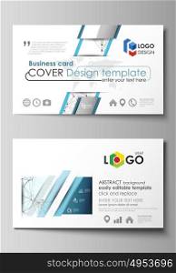 Business card templates. Easy editable layout, abstract vector design template. Chemistry pattern, connecting lines and dots, molecule structure on white, geometric graphic background.. Business card templates. Easy editable layout, abstract vector design template. Chemistry pattern, connecting lines and dots, molecule structure on white, geometric graphic background