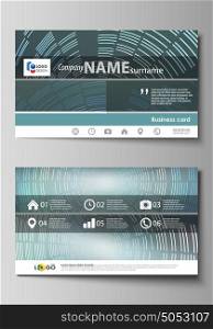 Business card templates. Easy editable layout, abstract vector design template. Technology background in geometric style made from circles.. Business card templates. Easy editable layout, abstract vector design template. Technology background in geometric style made from circles