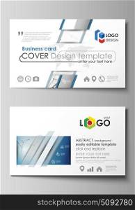 Business card templates. Easy editable layout, abstract vector design template. Geometric blue color background, molecule structure, science concept. Connected lines and dots.. Business card templates. Easy editable layout, abstract vector design template. Geometric blue color background, molecule structure, science concept. Connected lines and dots