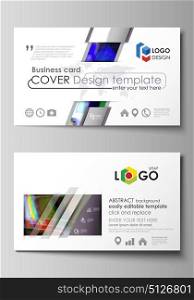 Business card templates. Easy editable layout, abstract vector design template. Glitched background made of colorful pixel mosaic. Digital decay, signal error, television fail.. Business card templates. Easy editable layout, abstract vector design template. Glitched background made of colorful pixel mosaic. Digital decay, signal error, television fail