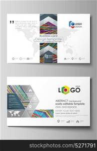 Business card templates. Easy editable layout, abstract vector design template. Bright color lines, colorful style with geometric shapes forming beautiful minimalist background.. Business card templates. Easy editable layout, abstract vector design template. Bright color lines, colorful style with geometric shapes forming beautiful minimalist background