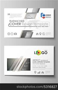 Business card templates. Easy editable layout, abstract vector design template. Chemistry pattern, molecule structure on gray background. Science and technology concept.. Business card templates. Easy editable layout, abstract vector design template. Chemistry pattern, molecule structure on gray background. Science and technology concept