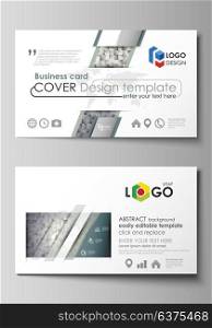 Business card templates. Easy editable layout, abstract vector design template. Pattern made from squares, gray background in geometrical style. Simple texture.. Business card templates. Easy editable layout, abstract vector design template. Pattern made from squares, gray background in geometrical style. Simple texture