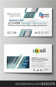 Business card templates. Easy editable layout, abstract vector design template. Technology background in geometric style made from circles.. Business card templates. Easy editable layout, abstract vector design template. Technology background in geometric style made from circles