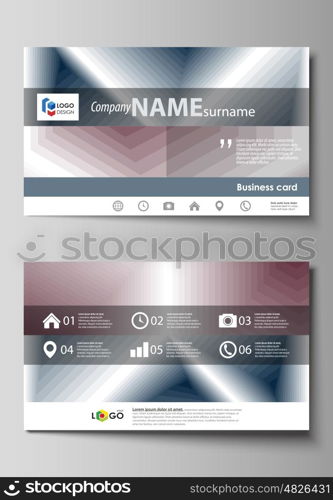 Business card templates. Easy editable layout, abstract vector design template. Simple monochrome geometric pattern. Abstract polygonal style, stylish modern background.