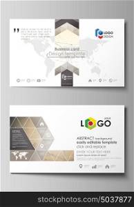 Business card templates. Easy editable layout, abstract vector design template. Technology, science, medical concept. Golden dots and lines, cybernetic digital style. Lines plexus.. Business card templates. Easy editable layout, abstract vector design template. Technology, science, medical concept. Golden dots and lines, cybernetic digital style. Lines plexus