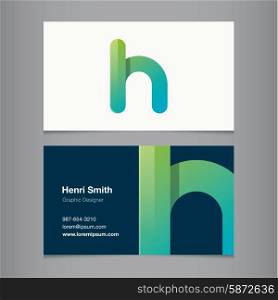 Business card with alphabet letter h. Vector template editable.