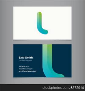 Business card with alphabet letter l. Vector template editable.