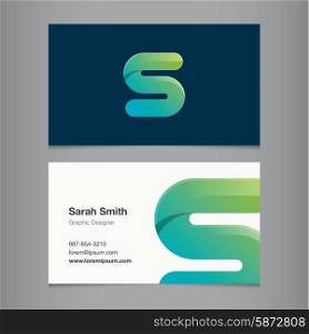 Business card with alphabet letter s. Vector template editable.