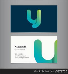 Business card with alphabet letter y. Vector template editable.
