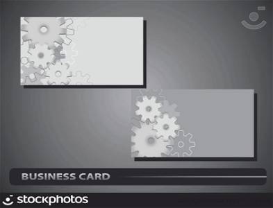 Business card with details of the gears on a gray background