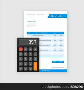 Business card with invoice. Customer service concept. Online payment. Tax payment. invoice template. Vector stock illustration. Business card with invoice. Customer service concept. Online payment. Tax payment. invoice template. Vector stock illustration.