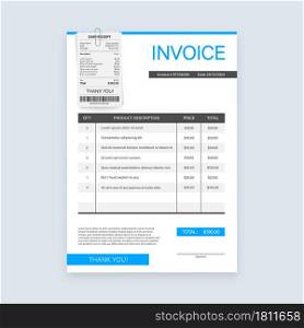 Business card with invoice. Customer service concept. Online payment. Tax payment. invoice template. Vector stock illustration. Business card with invoice. Customer service concept. Online payment. Tax payment. invoice template. Vector stock illustration.