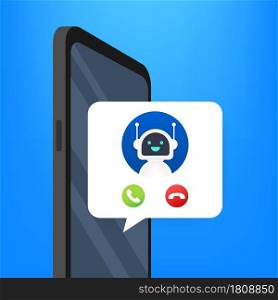Business card with robo call. Mobile phone. Robo call. Cpam. Vector stock illustration. Business card with robo call. Mobile phone. Robo call. Cpam. Vector stock illustration.