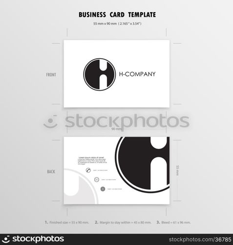 Business Cards Design Template. Name Cards Symbol. Size 55 mm x 90 mm (2.165 in x 3.54 in).Vector illustration