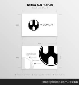 Business Cards Design Template. Name Cards Symbol. Size 55 mm x 90 mm (2.165 in x 3.54 in).Vector illustration