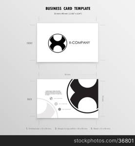 Business Cards Design Template. Name Cards Symbol. Size 55 mm x 90 mm (2.165 in x 3.54 in).Vector illustration