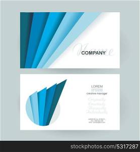 Business cards with blue layers design. Vector Template layout.