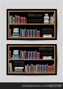 Business cards with books and bookshelves