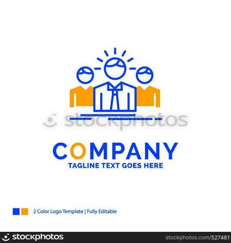 Business, career, employee, entrepreneur, leader Blue Yellow Business Logo template. Creative Design Template Place for Tagline.