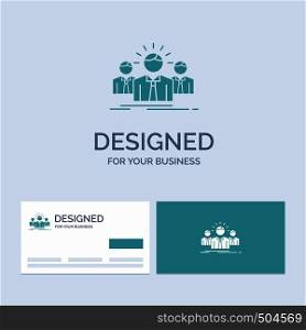 Business, career, employee, entrepreneur, leader Business Logo Glyph Icon Symbol for your business. Turquoise Business Cards with Brand logo template.. Vector EPS10 Abstract Template background