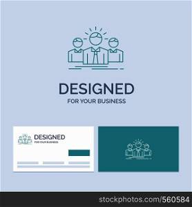 Business, career, employee, entrepreneur, leader Business Logo Line Icon Symbol for your business. Turquoise Business Cards with Brand logo template. Vector EPS10 Abstract Template background