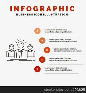Business, career, employee, entrepreneur, leader Infographics Template for Website and Presentation. Line Gray icon with Orange infographic style vector illustration. Vector EPS10 Abstract Template background