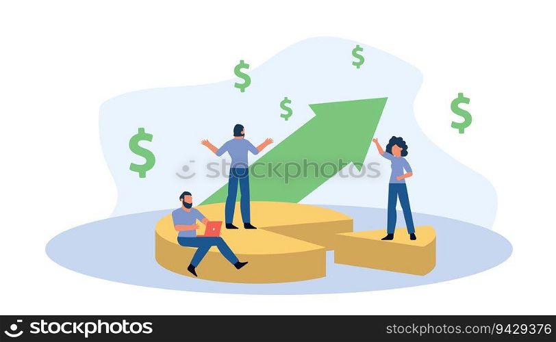 Business career vector people illustration man and woman person concept. Corporate team success achievement growth background. Professional group company office communication. Worker job target