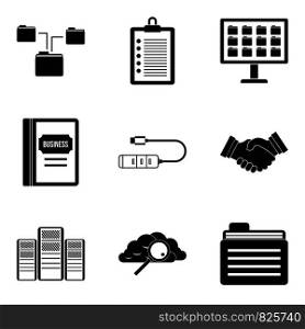 Business case icons set. Simple set of 9 business case vector icons for web isolated on white background. Business case icons set, simple style
