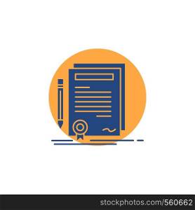 Business, certificate, contract, degree, document Glyph Icon.. Vector EPS10 Abstract Template background