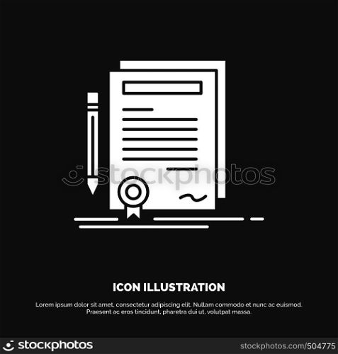 Business, certificate, contract, degree, document Icon. glyph vector symbol for UI and UX, website or mobile application. Vector EPS10 Abstract Template background