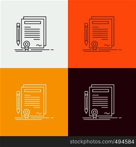 Business, certificate, contract, degree, document Icon Over Various Background. Line style design, designed for web and app. Eps 10 vector illustration. Vector EPS10 Abstract Template background