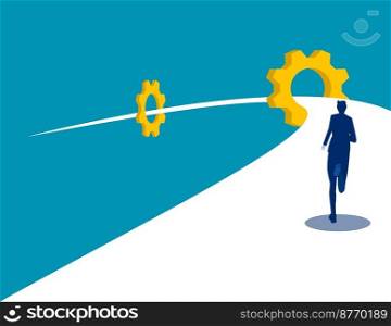 Business character run to goal. Business vector illustration