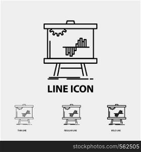 Business, chart, data, graph, stats Icon in Thin, Regular and Bold Line Style. Vector illustration. Vector EPS10 Abstract Template background