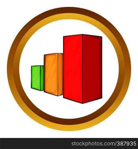 Business chart vector icon in golden circle, cartoon style isolated on white background. Business chart vector icon
