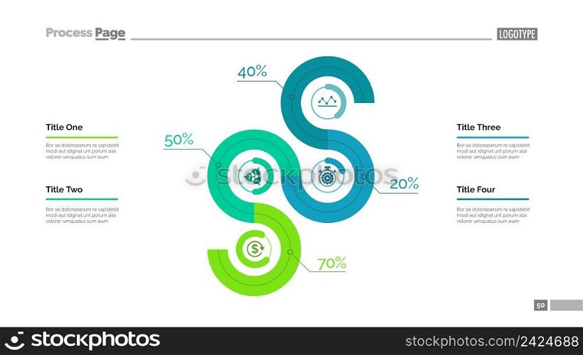 Business chart with percents slide template. Business data. Graph, diagram, design. Creative concept for infographic, annual report. Can be used for topics like goals, strategy, work process