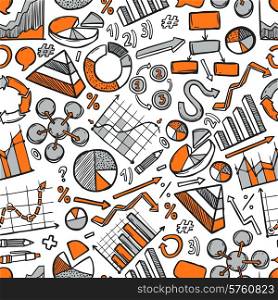 Business charts and financial diagrams sketch seamless pattern vector illustration. Charts Sketch Seamless Pattern