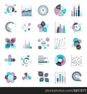Business charts graphs and infographic elements icons set isolated vector illustration. Business Charts Set