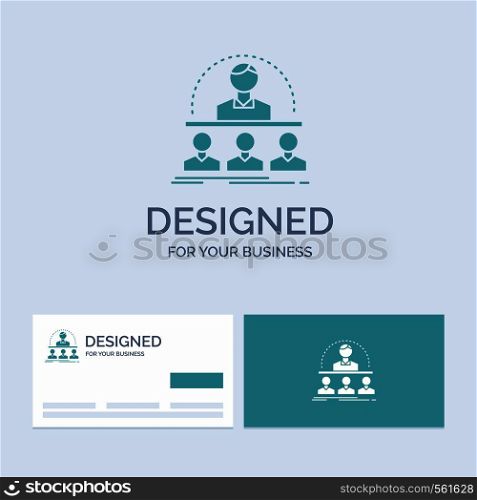 Business, coach, course, instructor, mentor Business Logo Glyph Icon Symbol for your business. Turquoise Business Cards with Brand logo template.. Vector EPS10 Abstract Template background