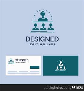 Business, coach, course, instructor, mentor Business Logo Glyph Icon Symbol for your business. Turquoise Business Cards with Brand logo template.. Vector EPS10 Abstract Template background