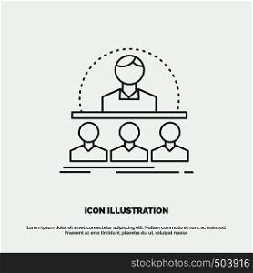 Business, coach, course, instructor, mentor Icon. Line vector gray symbol for UI and UX, website or mobile application. Vector EPS10 Abstract Template background