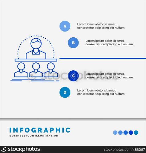 Business, coach, course, instructor, mentor Infographics Template for Website and Presentation. Line Blue icon infographic style vector illustration. Vector EPS10 Abstract Template background